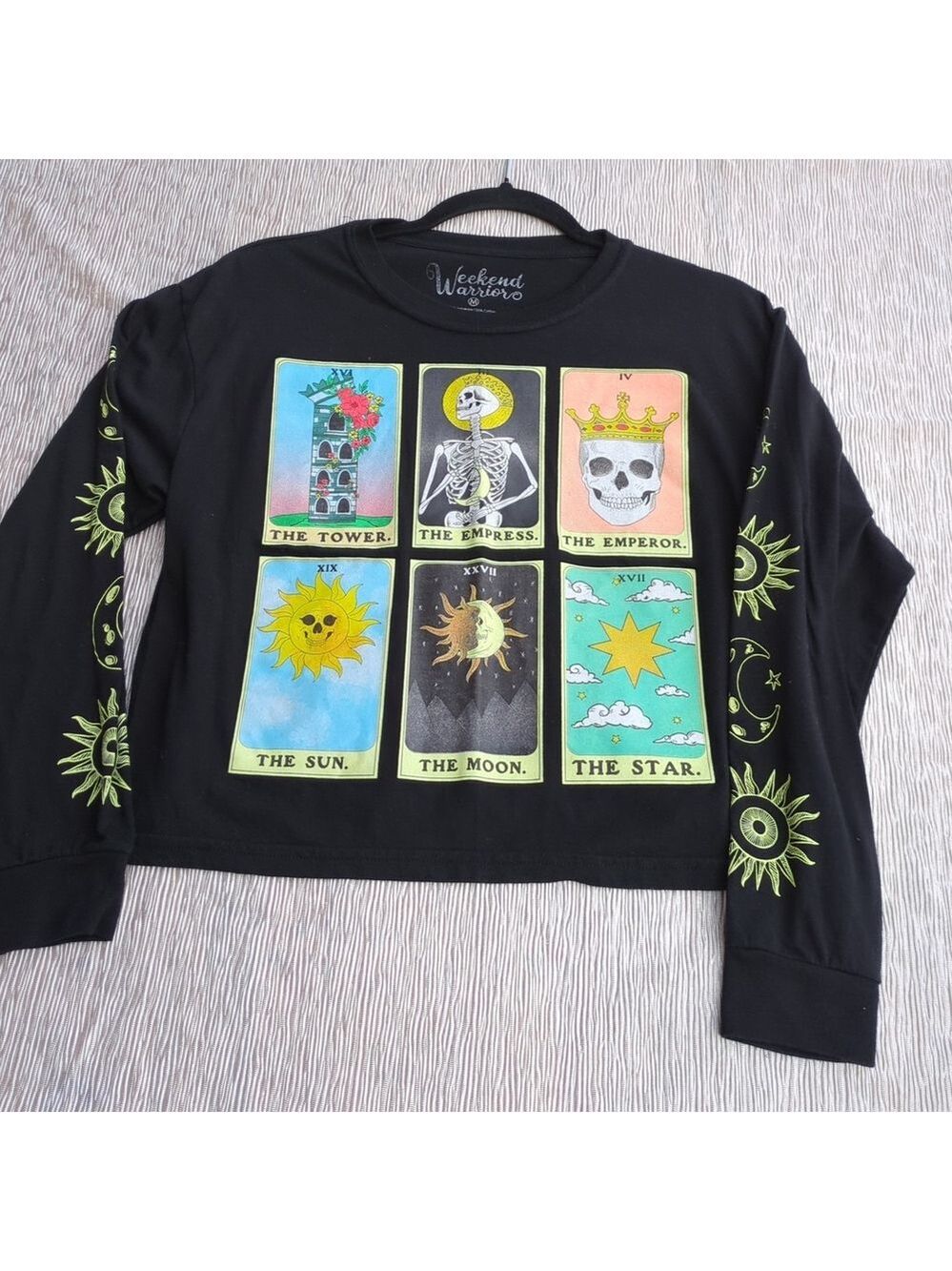Weekend Warrior Celestial/tarot Card Skeleton Long Sleeve Tee, Medium Size